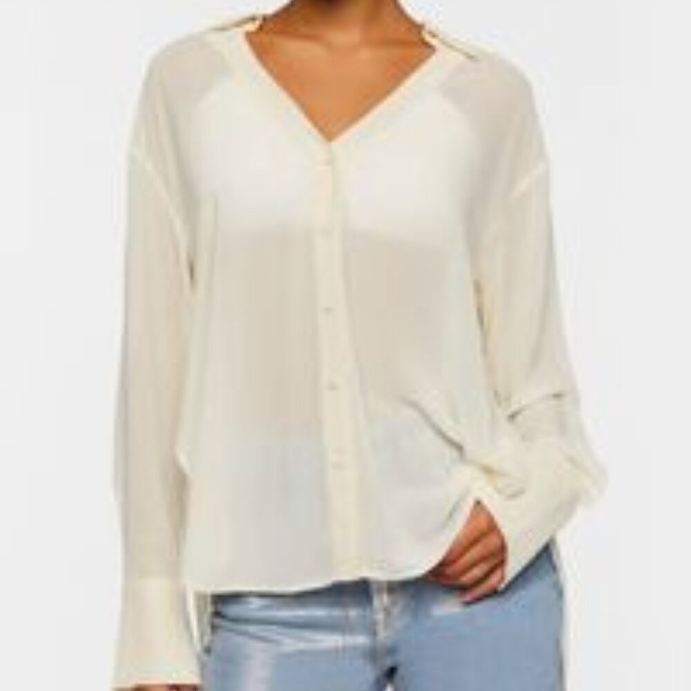 Forever21 Sheer Blouse in Cream